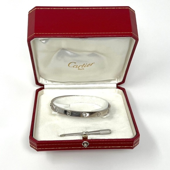 Cartier Jewelry - Cartier Love Bracelet 18K White Gold 6 Diamonds B6035417 Box and Screwdriver